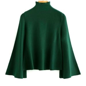 Mock shoulder bell sleeve sweater